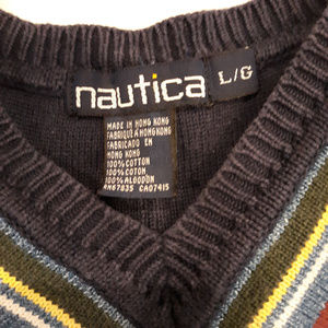 V neck Nautica Cotton Cable knit sweater